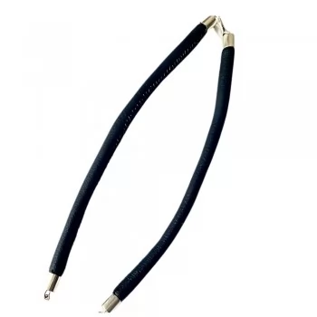 Colar com fio de couro de cactos negro, prata 925, pedra amazonita e madeira ipê tabaco